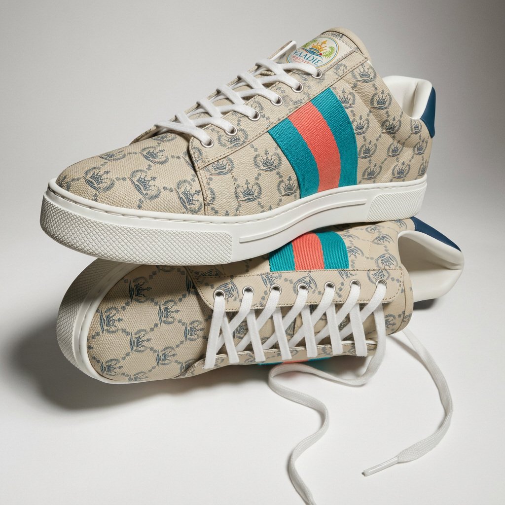 Yaadie Royale canvas high-top sneaker with crest branding