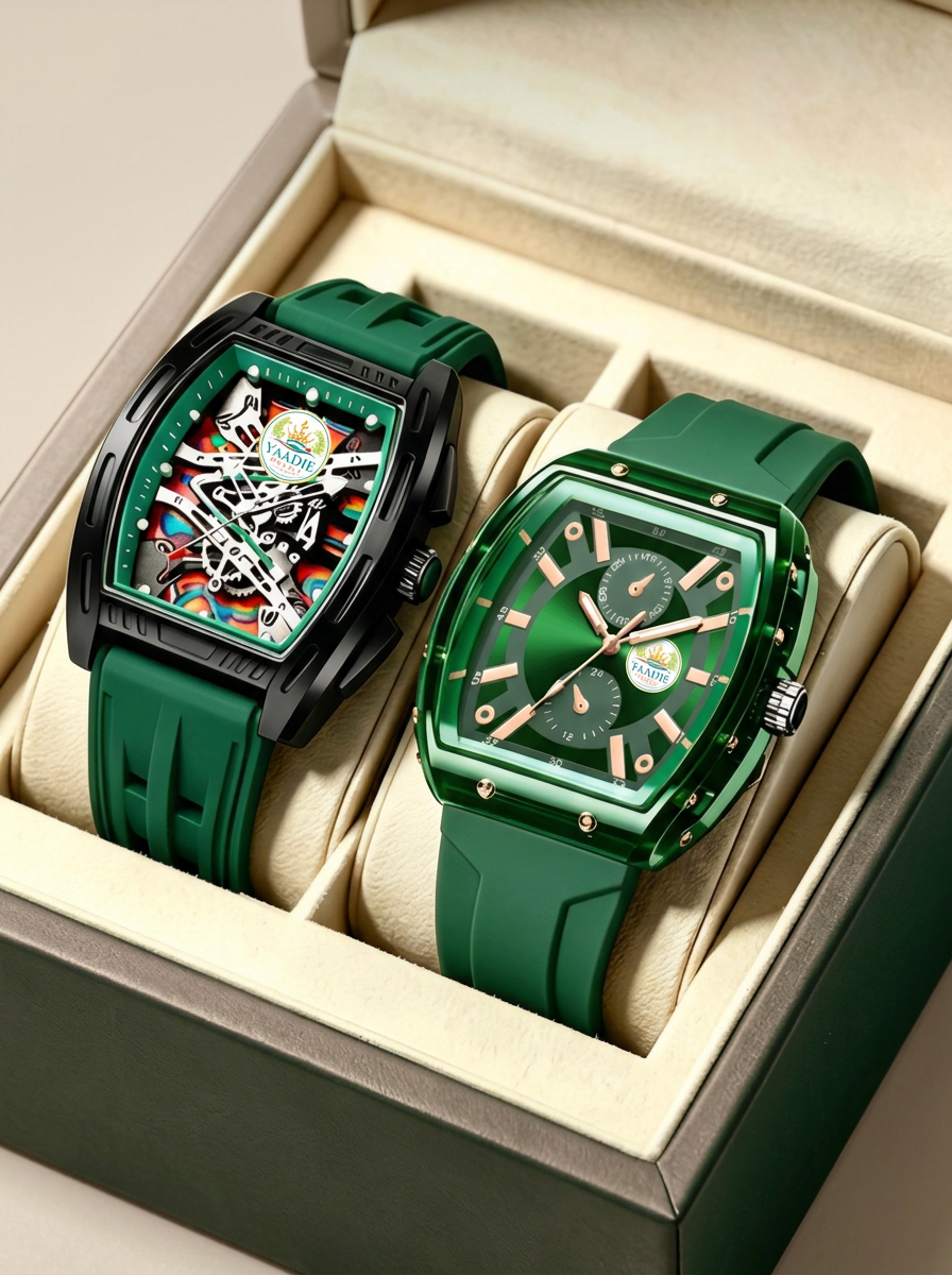 Yaadie Royale green rubber-strap sport watches