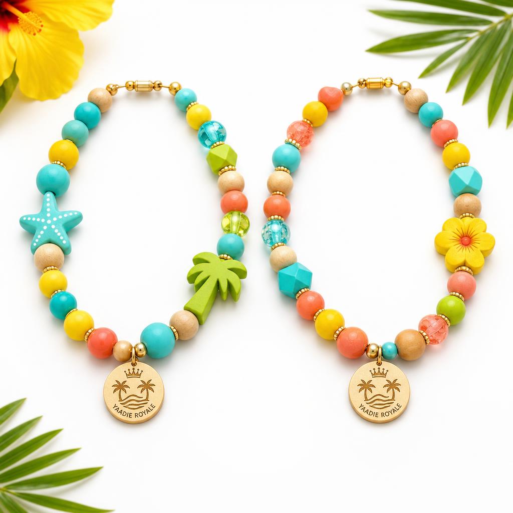 Yaadie Royale kids' beaded necklaces with crest charms