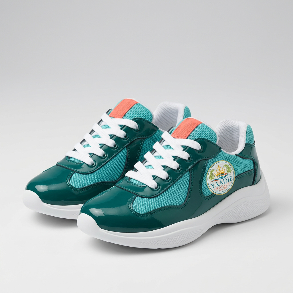 Yaadie Royale kids' green sport runners with crest logos