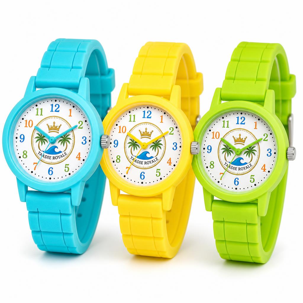 Yaadie Royale kids' watches in turquoise, yellow and lime