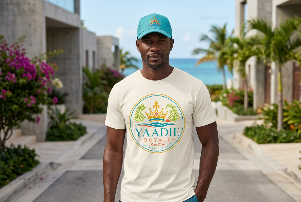 Yaadie Royale tee and cap showing the crown crest