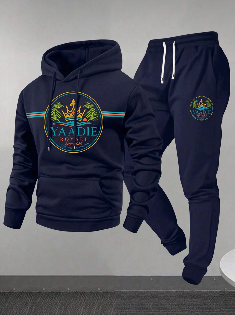Yaadie Royale navy crest hoodie and jogger set