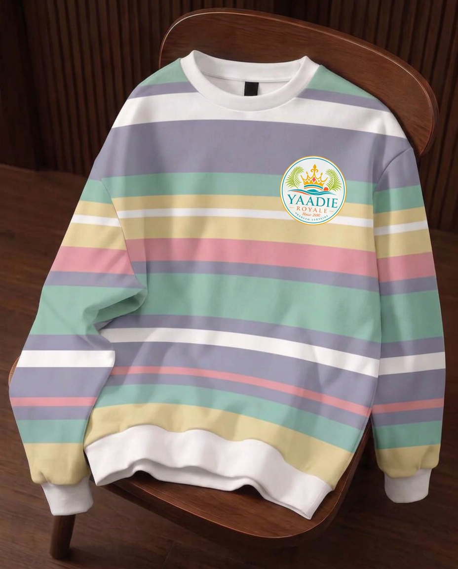 Yaadie Royale pastel stripe crewneck sweatshirt