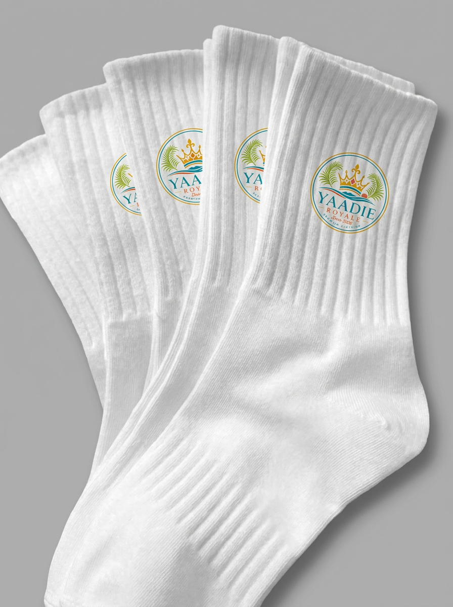 Yaadie Royale white ribbed crew socks