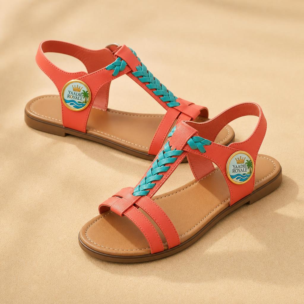 Yaadie Royale women's coral strap sandals with crest logo