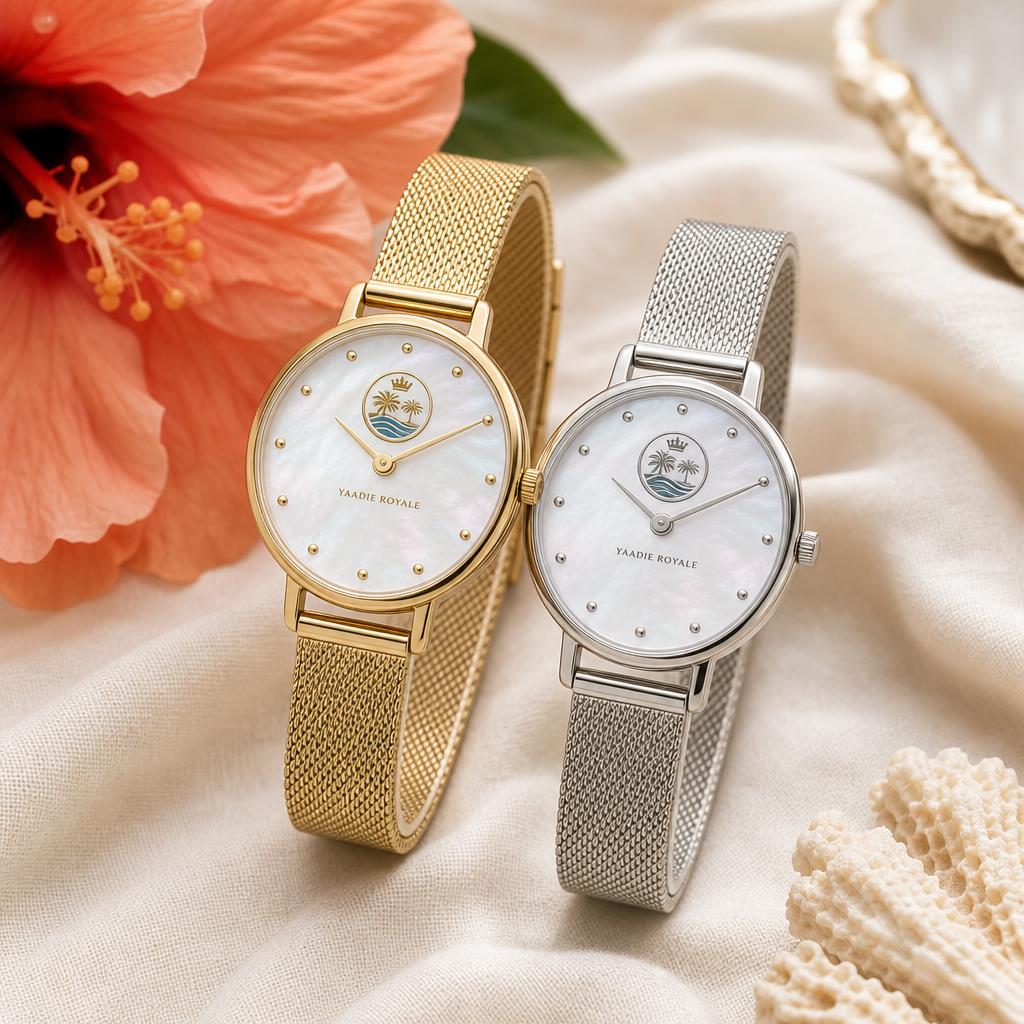 Yaadie Royale slim gold and silver women's watches with crest dials